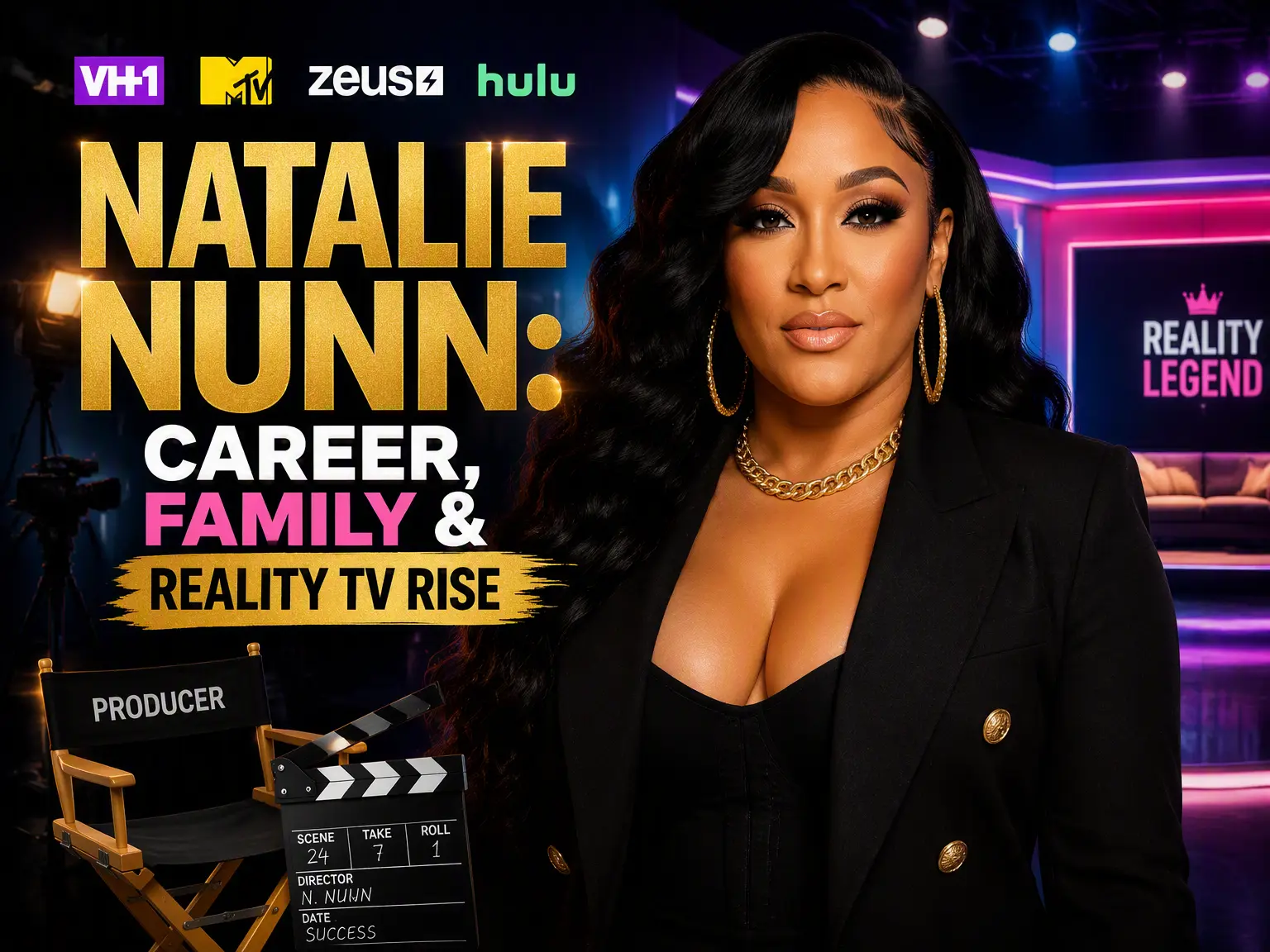 Natalie Nunn, American reality television personality and Baddies executive producer, posing under studio lights